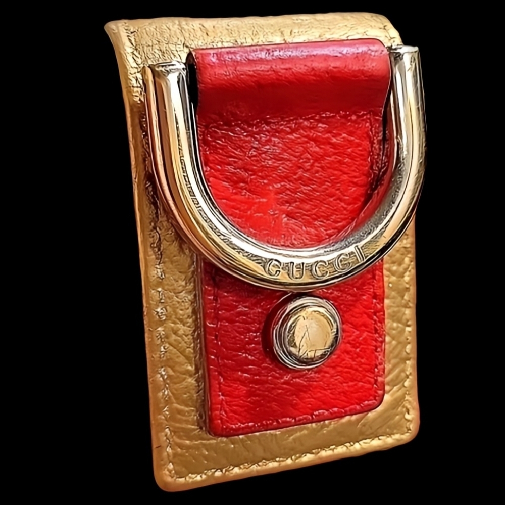 Stunning RARE Unique & Gorgeous GUCCI Red & Gold Leather Compact Vintage Wallet - Picture 5 of 16